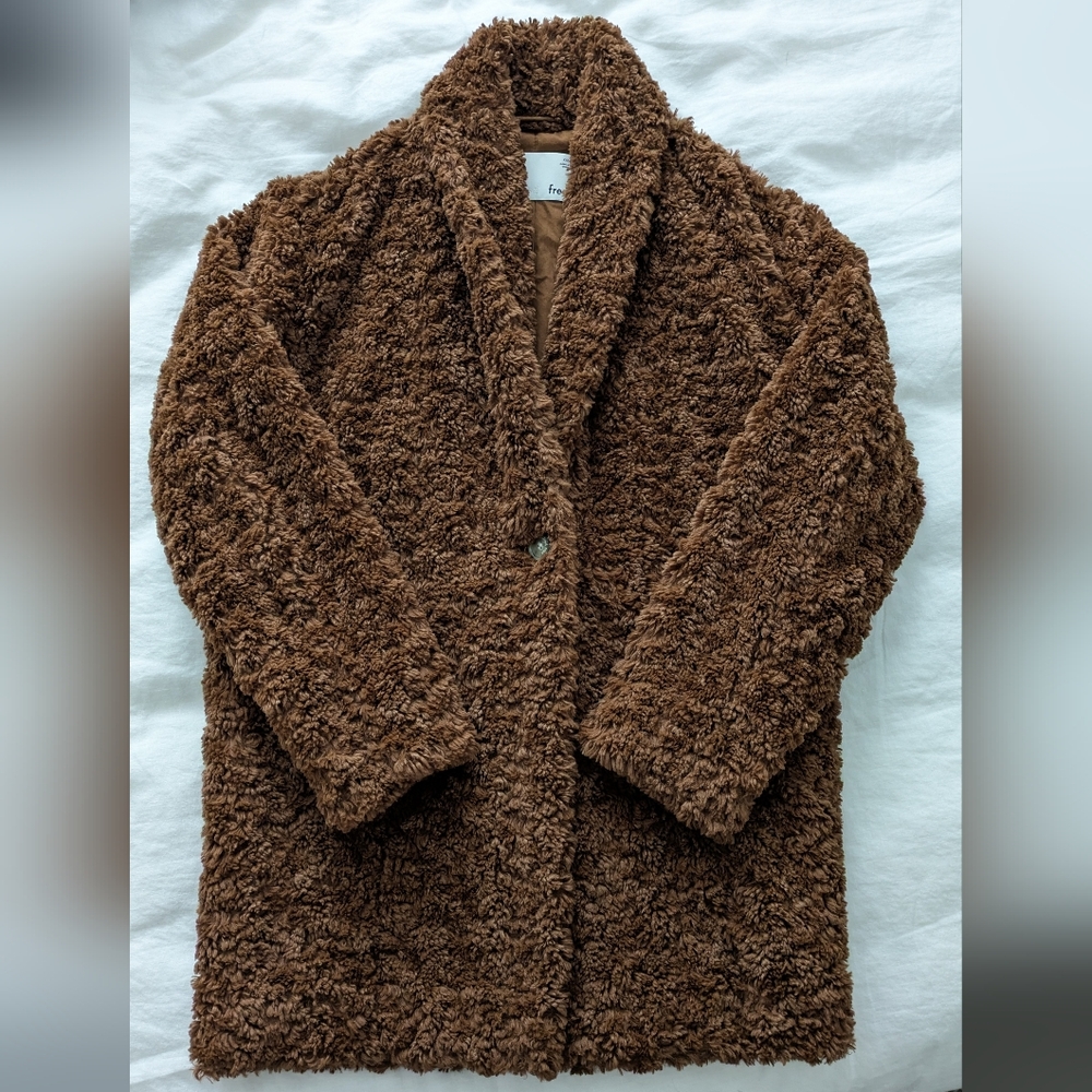 Wilfred Free Cozy Plush Brown Faux Fur Coat